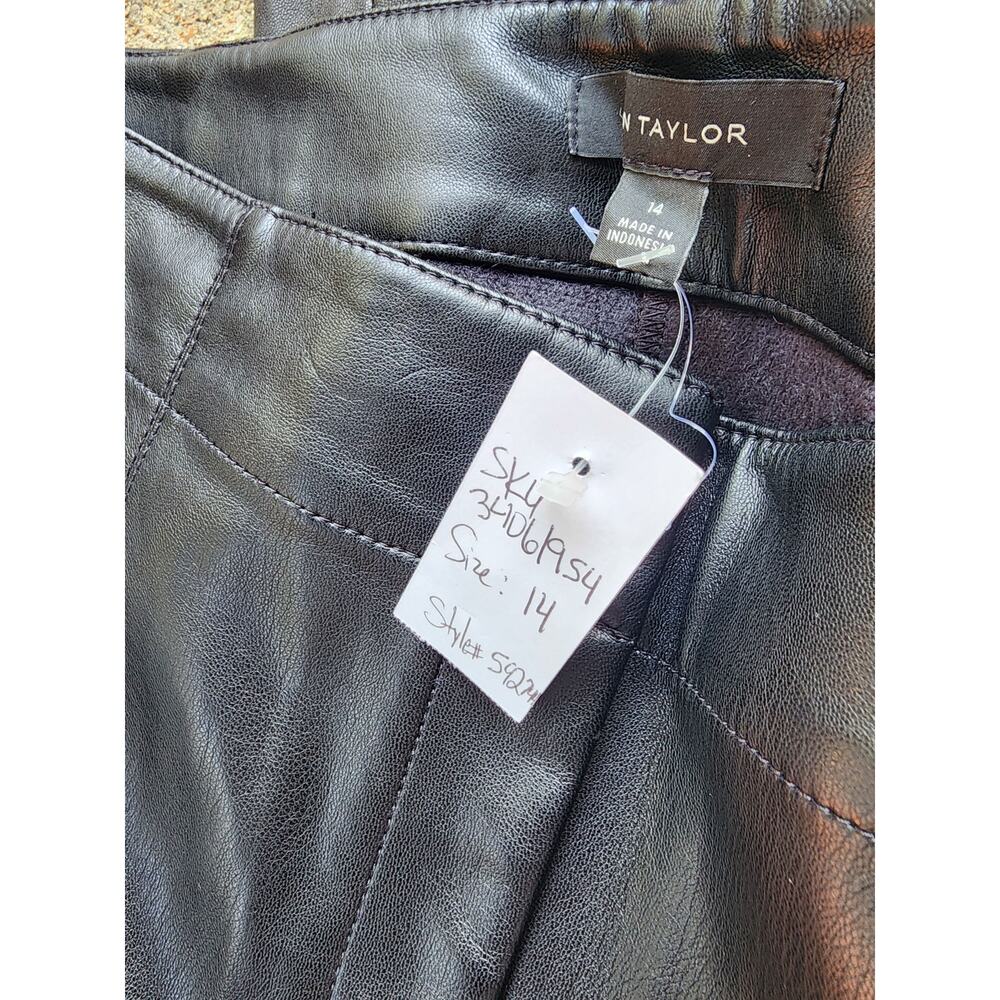 NWT Ann Taylor Vegan Leather Slim Pant Faux Leather Black Cropped Trousers Sz 14 - Picture 4 of 8